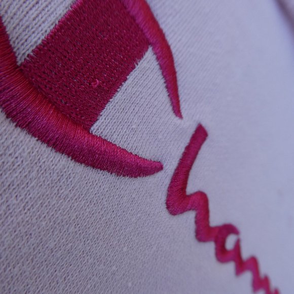 Champion Pink Hoodie Sweatshirt Streetwear Embroidered Spell Out Kangaroo Pocket - Picture 5 of 10